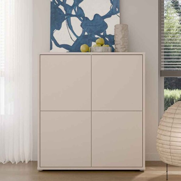 Ansley Wooden Small Storage Cabinet with 4 Doors in Sand