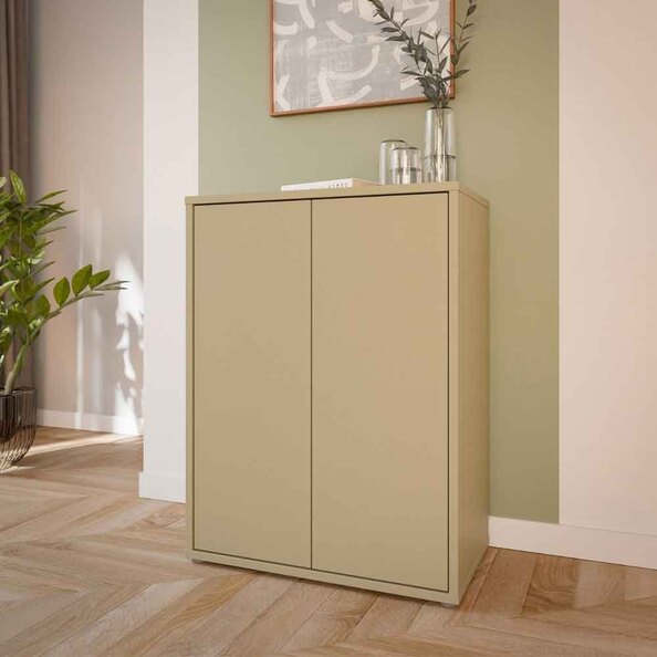 Ansley Wooden Storage Cabinet with 2 Doors in Butter Yellow