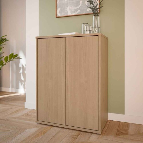 Ansley Wooden Storage Cabinet with 2 Doors in Elegancia Oak