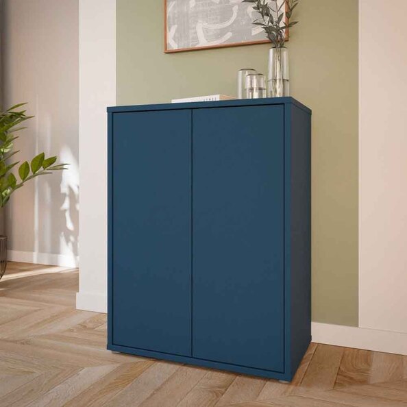Ansley Wooden Storage Cabinet with 2 Doors in Night Blue