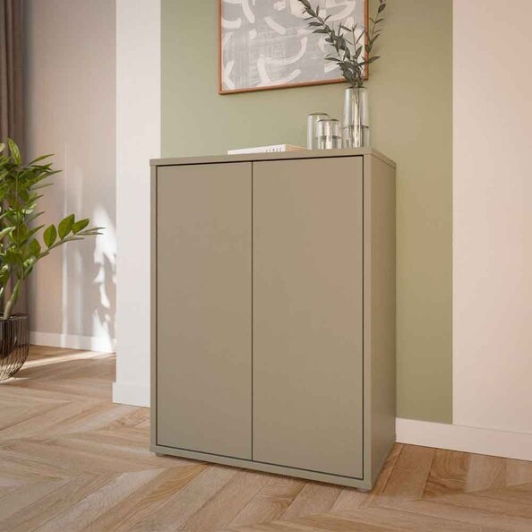 Ansley Wooden Storage Cabinet with 2 Doors in Taupe