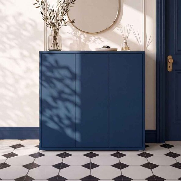 Ansley Wooden Storage Cabinet with 3 Doors in Night Blue