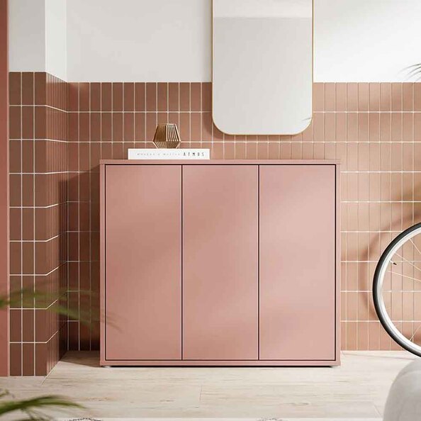 Ansley Wooden Storage Cabinet with 3 Doors in Terracotta