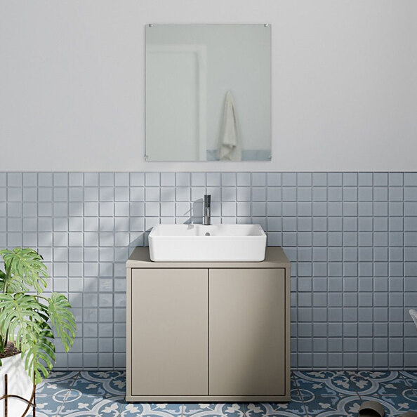Ansley Wooden Under Sink Vanity Unit with 2 Doors in Taupe