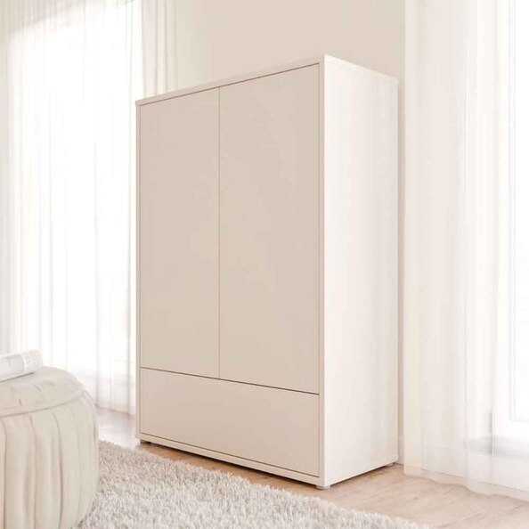 Ansley Wooden Wardrobe with 2 Doors 1 Drawer in Sand
