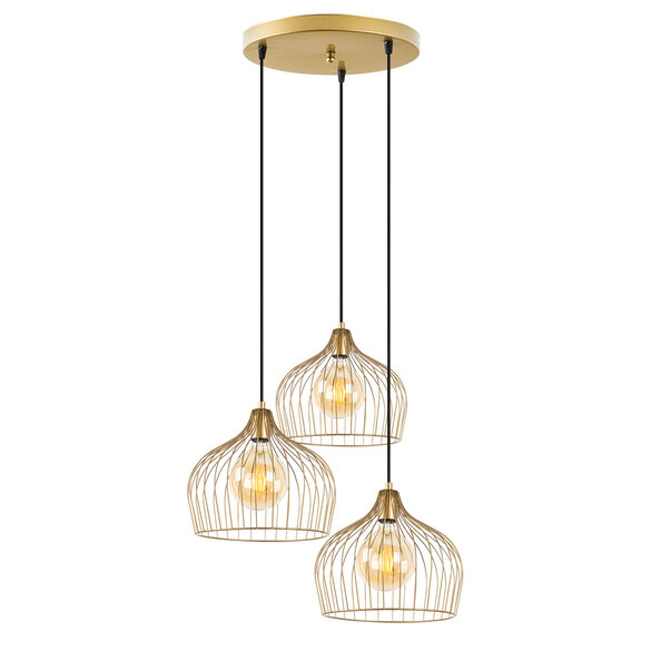 Bek 3 Light Metal Ceiling Pendant Light in Gold