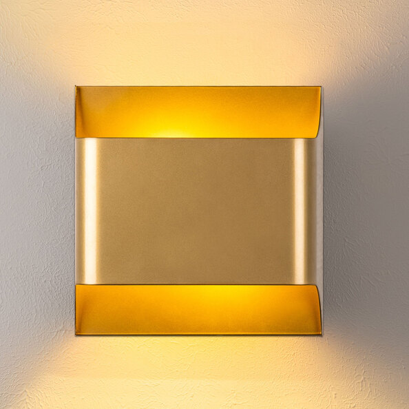Bera Large Square Metal Wall Light in Gold