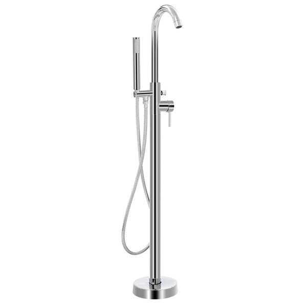 Apex Freestanding Bath Shower Mixer Tap With Shower Kit - Silver
