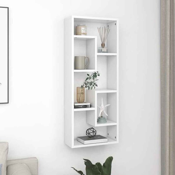 Aponka 36cm Wooden Wall Shelving Unit With 6 Shelves - White