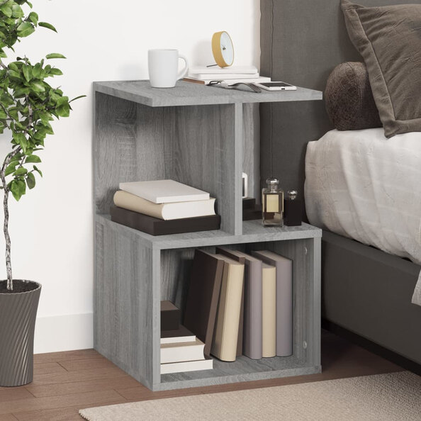 Aponka Wooden Bedside Cabinet With 1 Self - Grey Sonoma