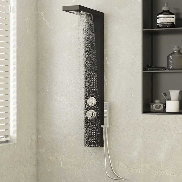 Appleton 4 Modes Shower Panel System With Shower Kit 1140mm Height - Black