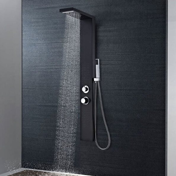Appleton 4 Modes Shower Panel System With Shower Kit 1300mm Height - Black