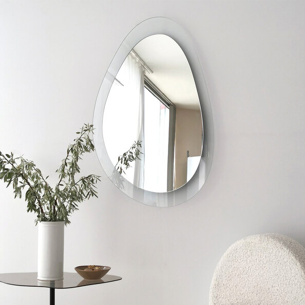Aqua Porto Asymmetric Wall Mirror with Transparent Tempered Glass