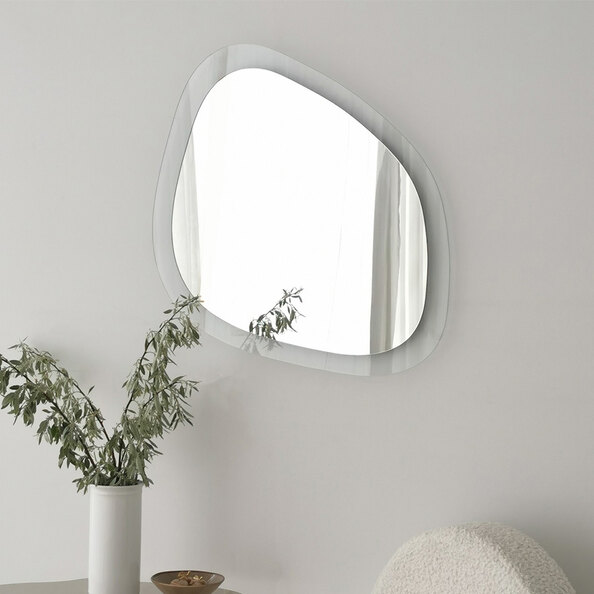Aqua Soho Asymmetric Wall Mirror with Transparent Tempered Glass