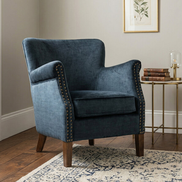 Aquarii Fabric Bedroom Chair in Deep Ocean