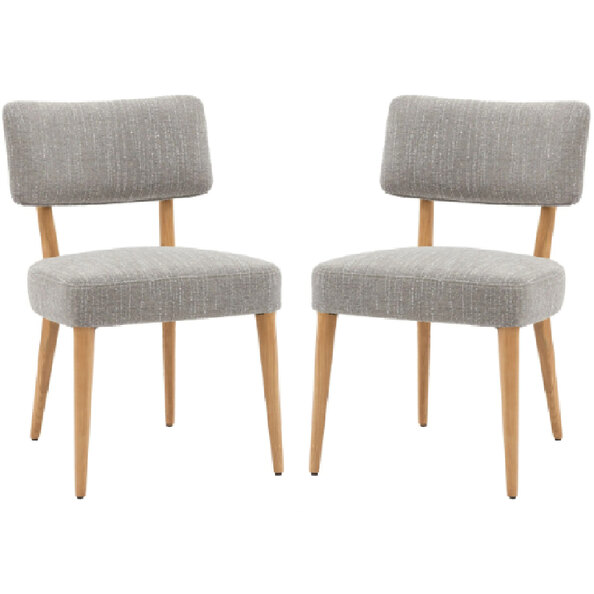 Arcadia Grey Fabric Dining Chairs With Wooden Frame In Pair
