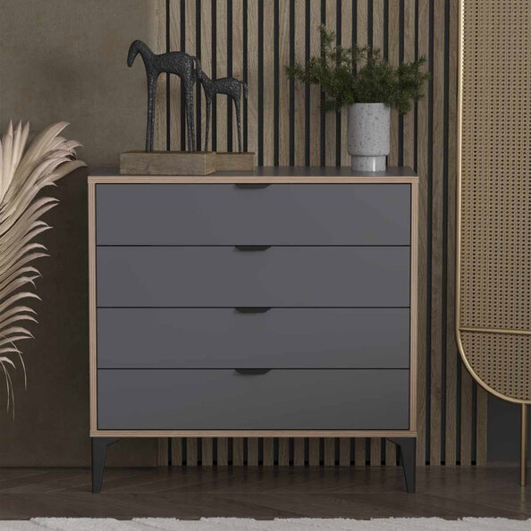 Arden Wooden Chest Of 4 Drawers in Anthracite