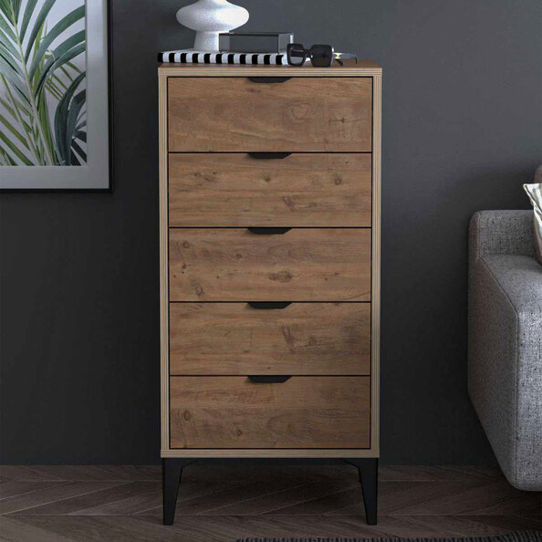 Arden Wooden Chest Of 5 Drawers in Atlas Pine