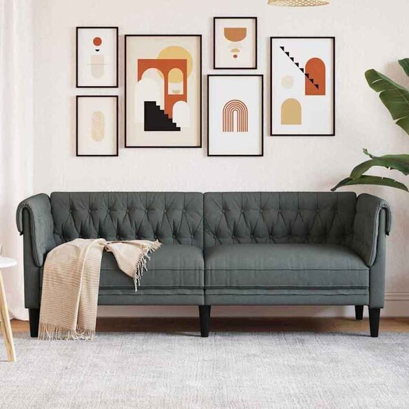Ardino Fabric 3 Seater Sofa In Dark Grey