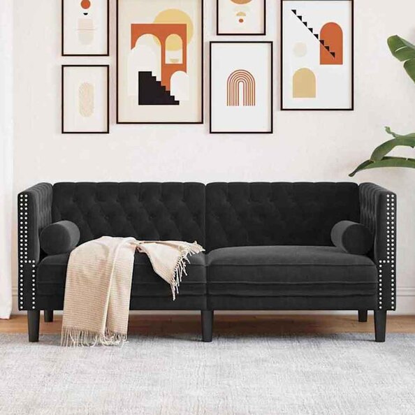 Ardino Velvet 2 Seater Sofa In Black