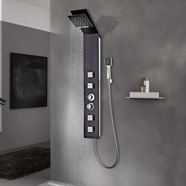 Ardmore 3 Modes Shower Panel System With Shower Kit 1330mm Height - Brown