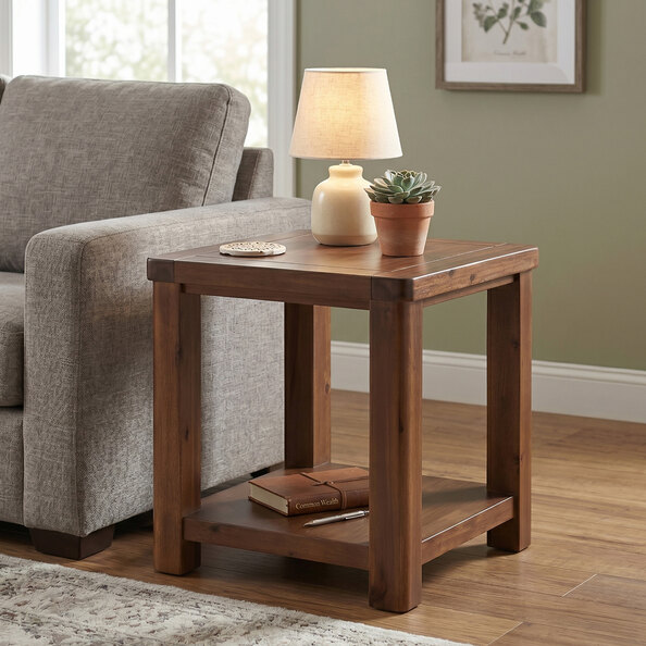 Areli Wooden End Table In Dark Brown