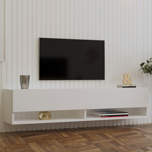 Arges Wooden Wall Mounted TV Stand in White