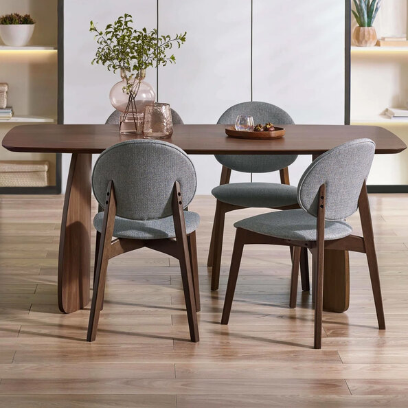 Argyle Walnut Wooden Rectangular Dining Table With 4 Chairs