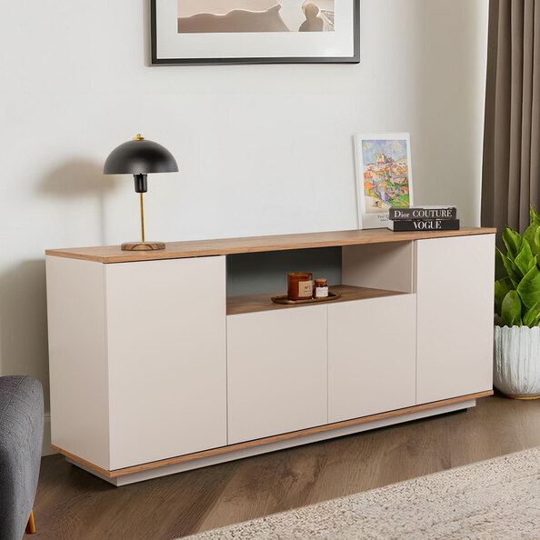 Arista Wooden Console Table in Cashmere and Atlantic Pine
