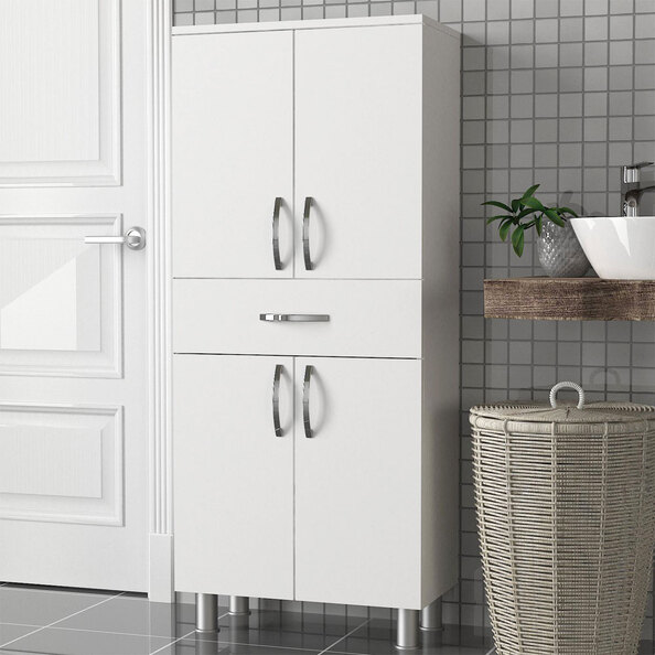 Arizona Wooden Bathroom Storage Cabinet with 4 Doors in White