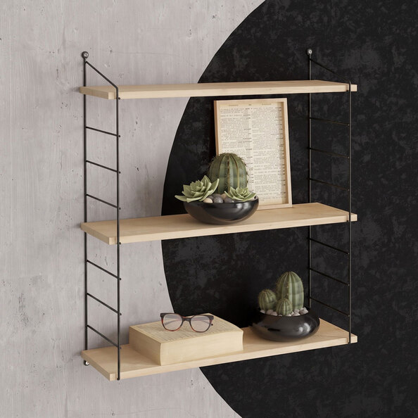 Arizona Wooden Wall Shelf with 3 Shelves in Oak