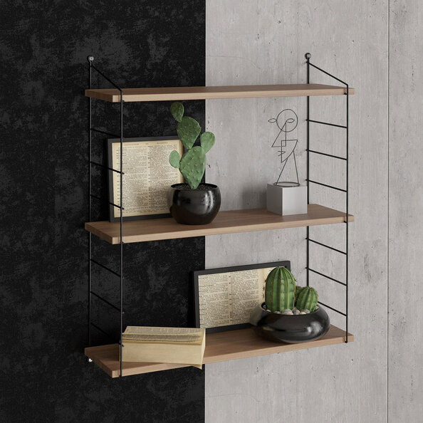 Arizona Wooden Wall Shelf with 3 Shelves in Walnut