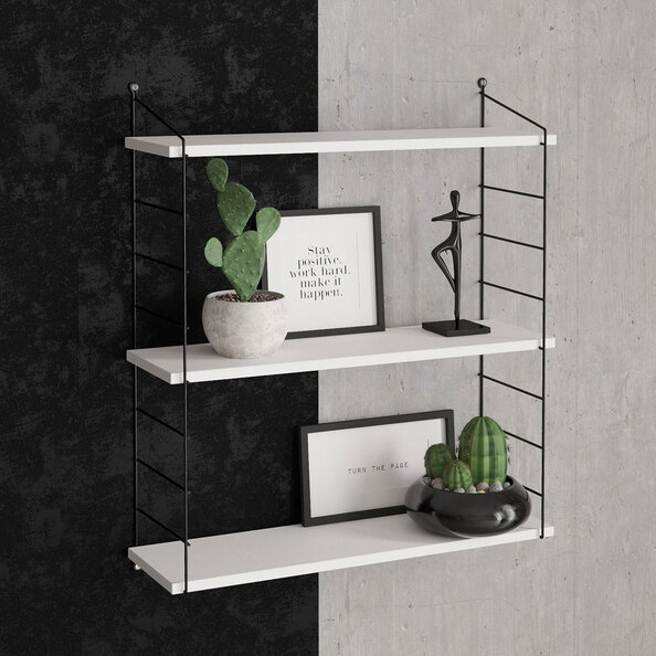 Arizona Wooden Wall Shelf with 3 Shelves in White