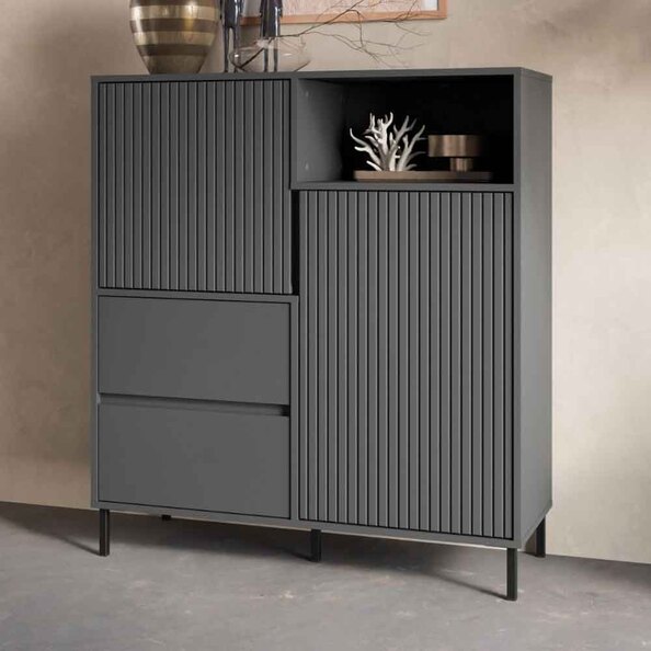Arkley Wooden Sideboard With 2 Doors 2 Drawers In Anthracite