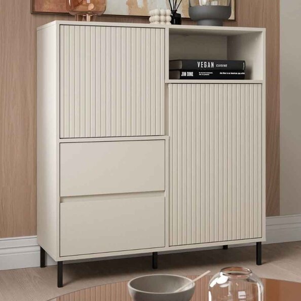 Arkley Wooden Sideboard With 2 Doors 2 Drawers In Cashmere