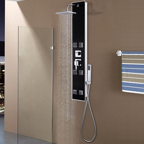 Arlington 3 Modes Shower Panel System With Shower Kit 1200mm Height - Black