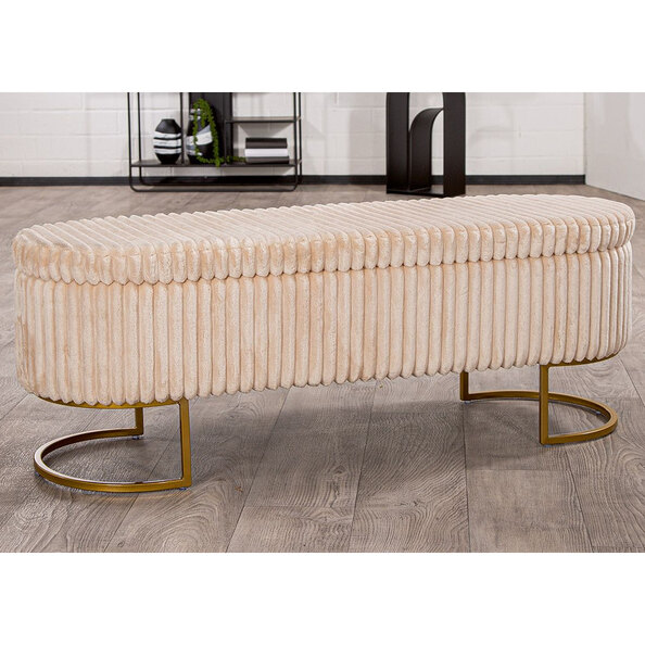 Arlington Fabric Ottoman With Metal Legs In Beige
