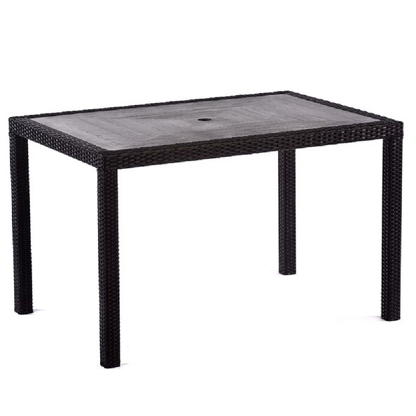 Arlo Grey Polyresin Rectangular Dining Table With Black Weave