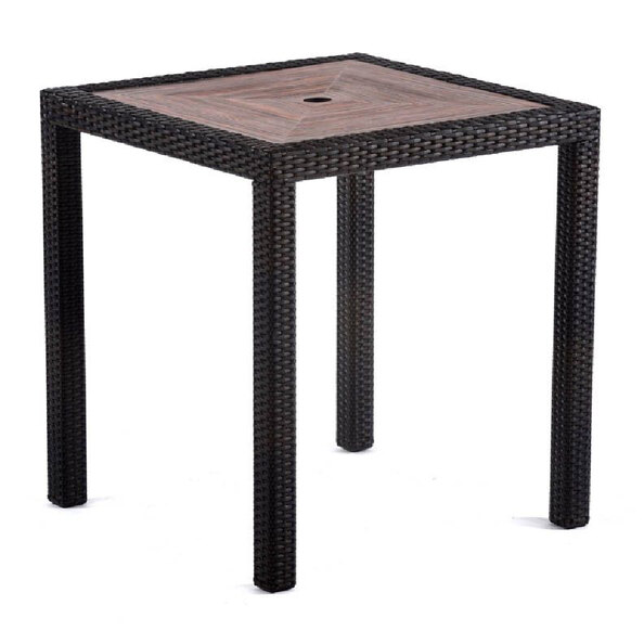 Arlo Teak Polyresin Square Dining Table With Black Weave