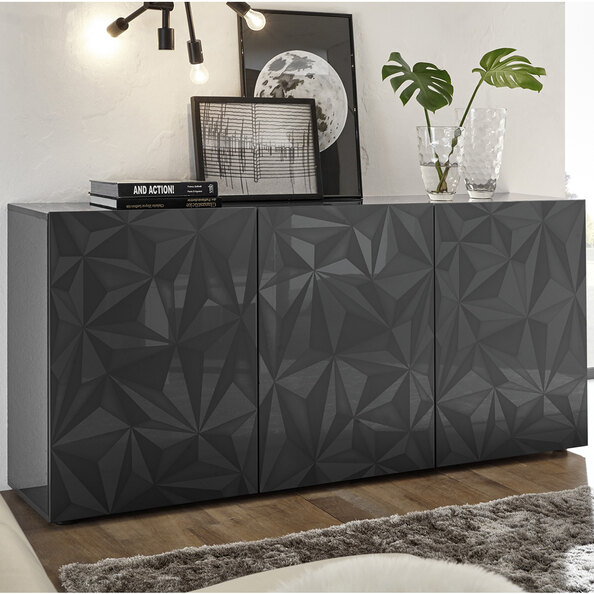 Arlon High Gloss Sideboard With 3 Doors In Grey