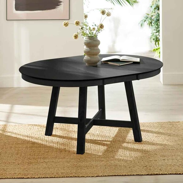Arlune Wooden Extending Dining Table in Satin Black