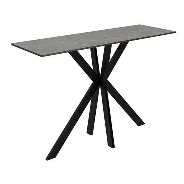 Armada Rectangular Ceramic Console Table In Matte Grey