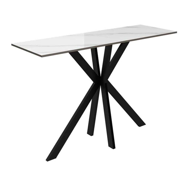 Armada Rectangular Ceramic Console Table In White Marble Effect