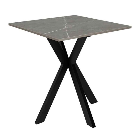 Armada Square Ceramic Side Table In Matte Grey