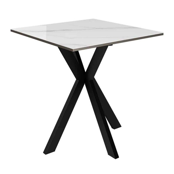 Armada Square Ceramic Side Table In White Marble Effect