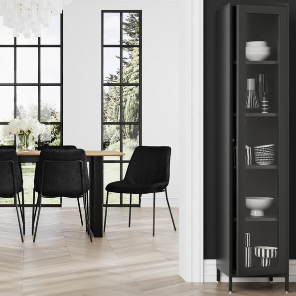 Armentia Steel Display Cabinet With 1 Glass Door - Black