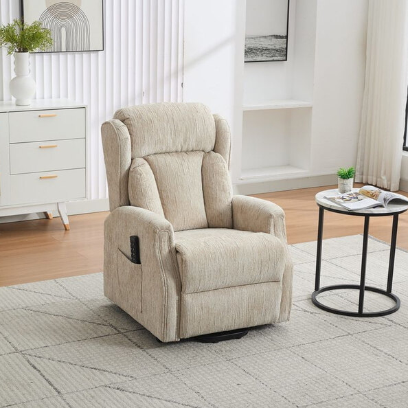 Armino Fabric Quadruple Motor Recliner Chair in Natural