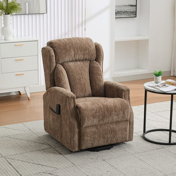 Armino Fabric Quadruple Motor Recliner Chair in Truffle