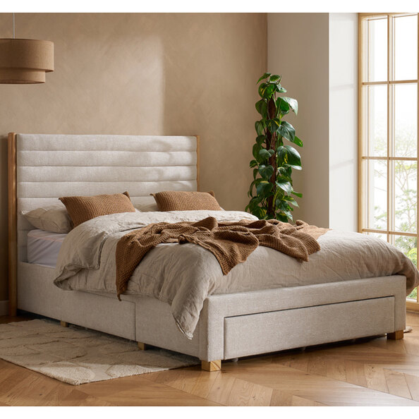 Arnhem Velvet King Size Bed With 3 Drawers In Grey