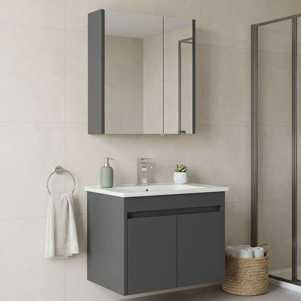 Arno Small Wooden Bathroom Furniture Set with 4 Doors in Grey